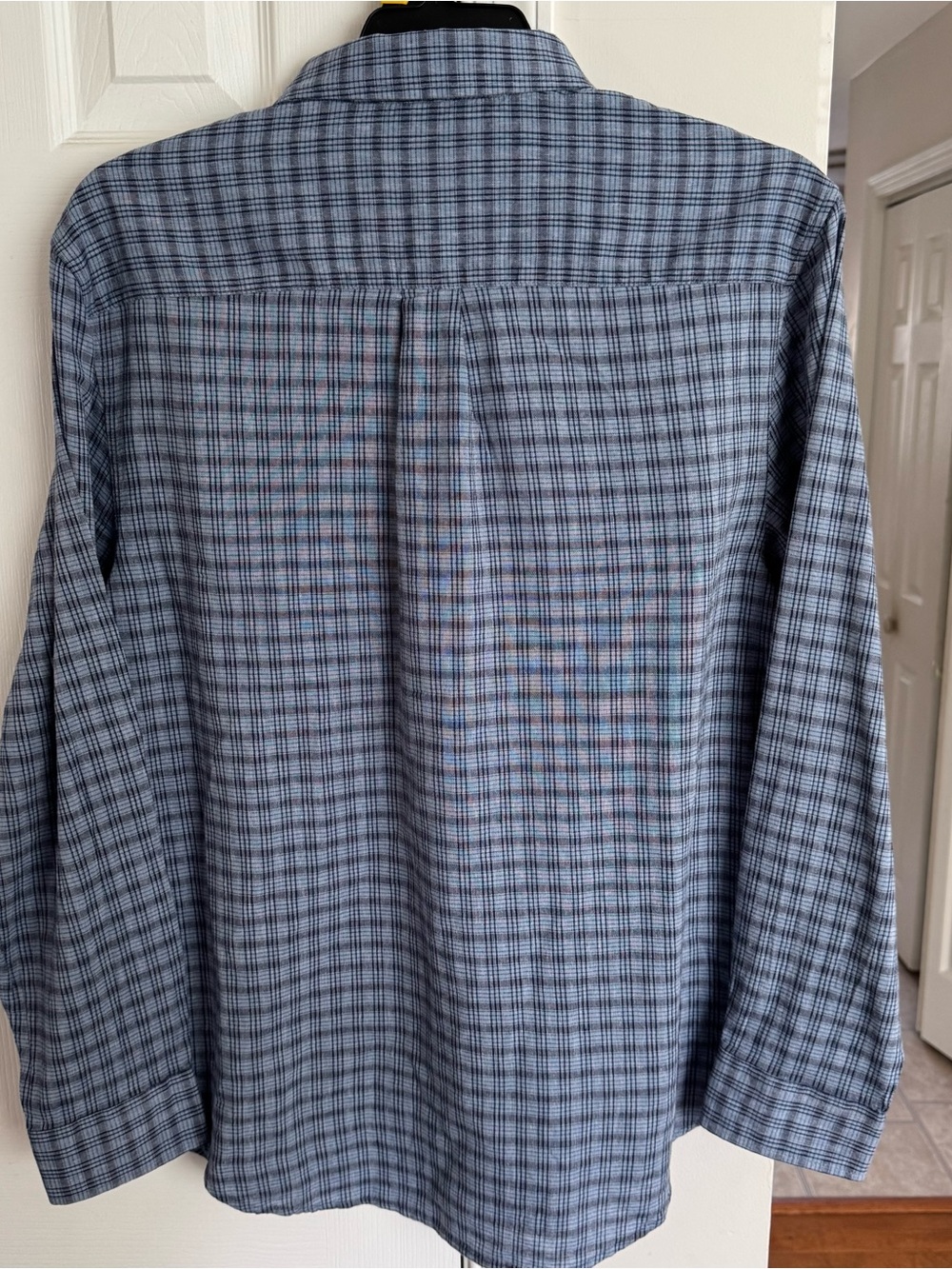 Free Assembly Men’s Linen Blend Plaid Button Down Shirt L Blue Relaxed Fit - Picture 12 of 16